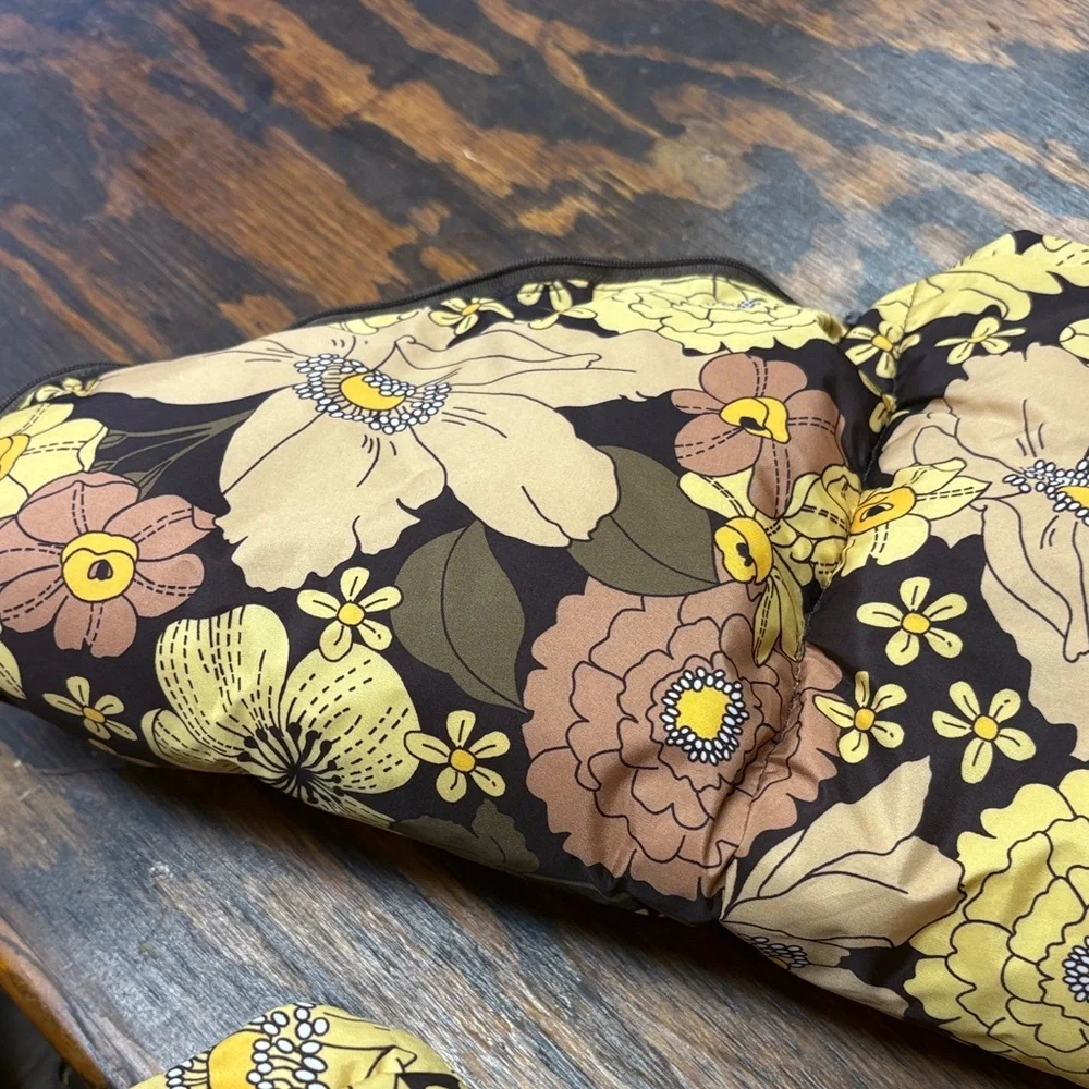Zara‎ Floral Puffer Jacket in Yellow and Brown
